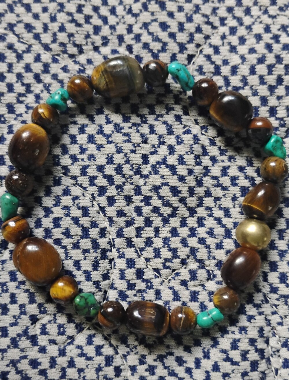 Tiger Eye with Mini Turquoise Nuggets Bracelet - Picture 6 of 6